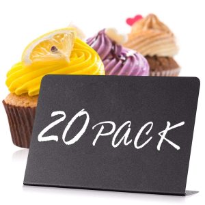 Mini Chalkboard Signs for Food 20 Pack   Small Chalkboard Food Signs for Party Buffet Weddinng   Small Black Food Display Stands   Chalk Table Food Labels   Little Chalkboard Food Signs for Buffet