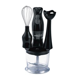 Brentwood HB-38BK 2-Speed Hand Blender and Food Processor with Balloon Whisk, Black
