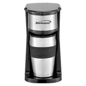 Brentwood TS-113BK 700-Watt Portable Single-Serve Coffee Maker with 14-Oz. Travel Mug