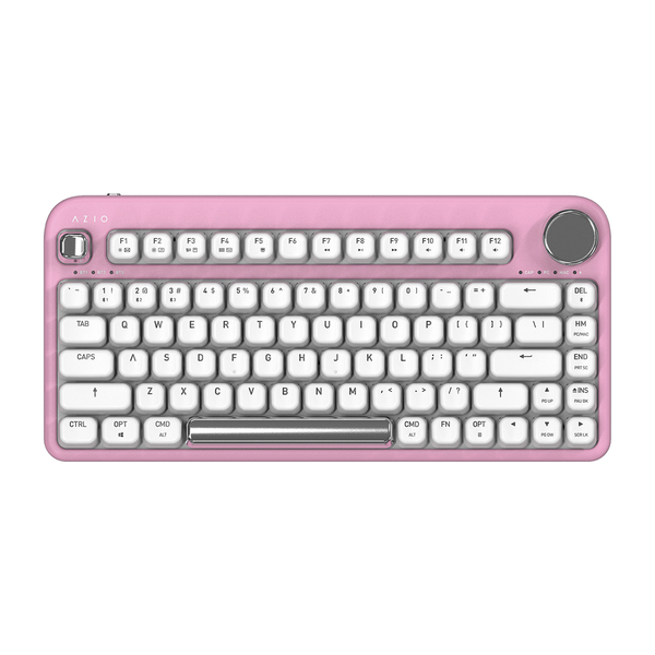 Azio IK408 IZO Bluetooth and USB Mechanical Computer Keyboard with Blue Switches, for Mac and PC, Mini (Pink Blossom)