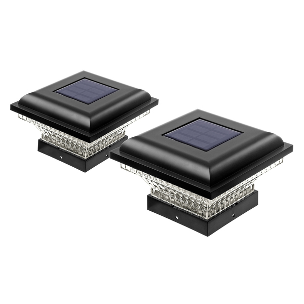 Home Zone Security ELI1300G Outdoor Solar Post Cap Lights for 3.5-In. x 3.5-In. and 4-In. x 4-In. Posts, 2 Pack (Black)