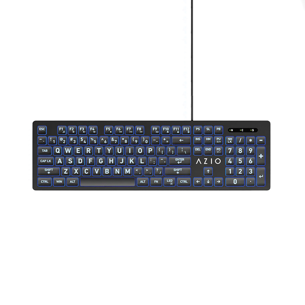 Azio KB512 KB512 Vision USB Wired Computer Keyboard for PC, 3-Color Backlight, Black