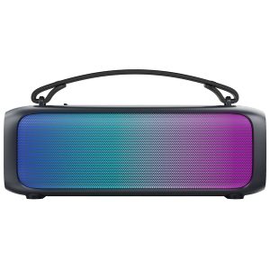 IQ Sound IQ-3530RGB Portable Bluetooth 2.0-Channel Boom Box with Speakerphone, RGB Lights, and FM Radio, True Wireless, Black, IQ-3530RGB