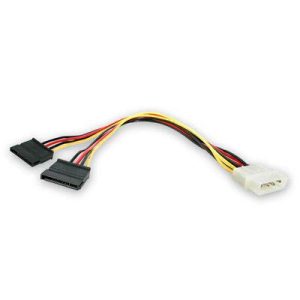 12"LP4 to 2x SATA Power YCable