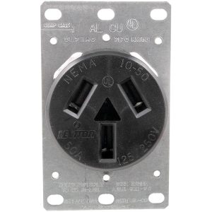 No Logo 5206 Flush-Mount 3-Wire Single-Outlet Range Receptacle
