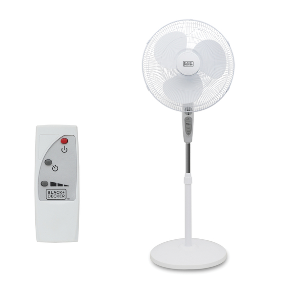BLACK+DECKER BFSR18W 18-In. 3-Speed Oscillating Stand Fan with Remote, BFSR18 (White)