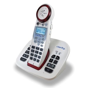Clarity 59865.001 1-Cordless Handset DECT 6.0 50-dB Amplified/Expandable Phone System for Landline, Answering System, Call Blocker, and Red Ringer, XLC8