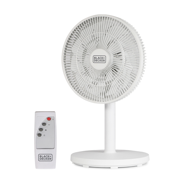 BLACK+DECKER BFDTD12VW BFDTD12VW 12-In. 3-Speed Oscillating Portable Dual-Blade Table Fan with Remote, White