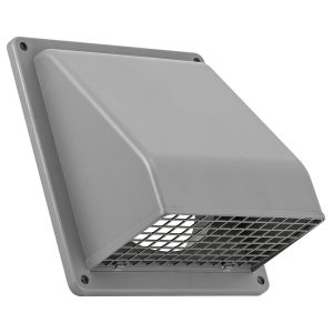 Lambro 389G 8-In. Plastic Wall Exhaust or Air Intake Vent with Hinged Screen and Removable Damper, Gray, 389G