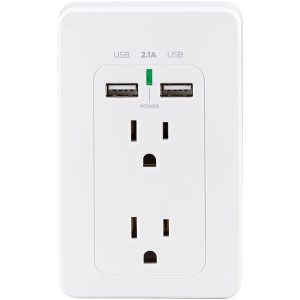 CyberPower ONA18HO007 ONN 2-Outlet Wall-Mount USB Charger