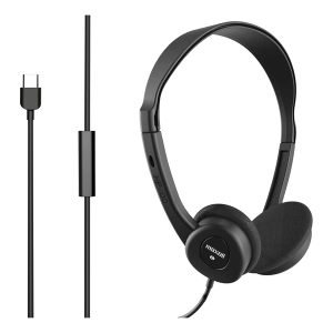 Maxell 197326 HP-101 On-Ear USB-C Headphones with Microphone, Black