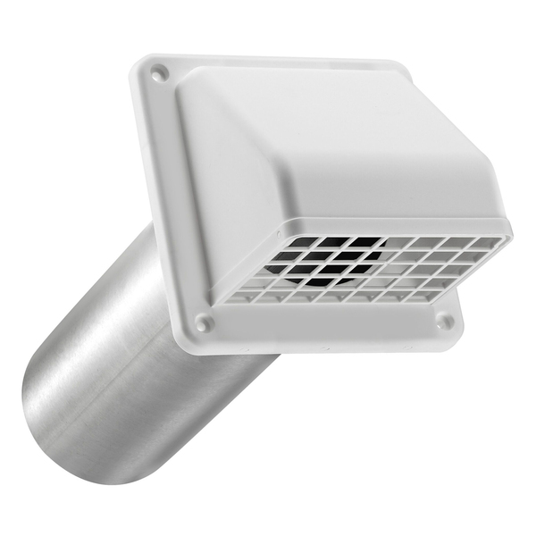 Lambro 224W 4-In. White Plastic Preferred Hood Vent with Tail Pipe and Removable Screen