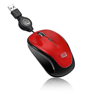 Retractable Cord Mouse Red