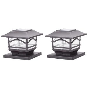 MAXSA Innovations 41671 Mission-Style Solar Post Cap and Deck Railing Lights, 2 Pack (Dark Bronze)
