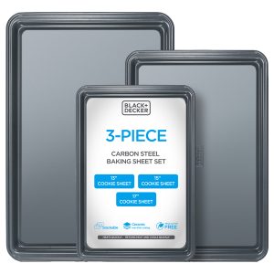 BLACK+DECKER BDK402B 3-Piece Carbon Steel Baking Sheet Set