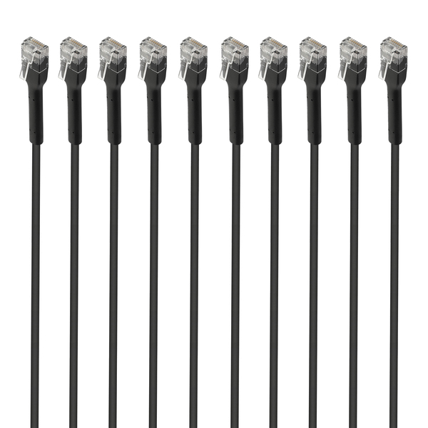 Intellinet Network Solutions 745185 CAT-6 U/UTP FlexiBoot Slim Network Patch Cable, 10 Pack (3 Ft.; Black)
