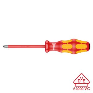 Wera VDE Insulated Screwdriver: Pozidriv PZ #2 x 100mm (with LaserTip)