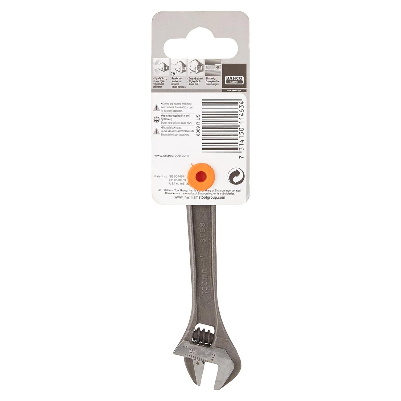 Bahco 4" Central Nut Adjustable Wrench with Phosphate Finish - Image 3