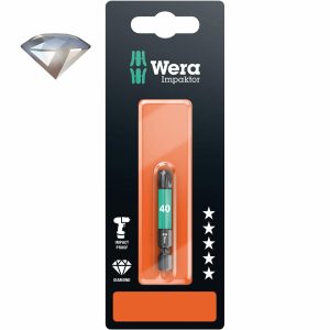 Wera Diamond Coated Impaktor 1/4″ Drive TORX Bit: TX #40 Bit x 50mm