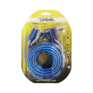 XScorpion 17Ft. 4-Channel Triple Shielded RCA Cable (Blue/Gray)