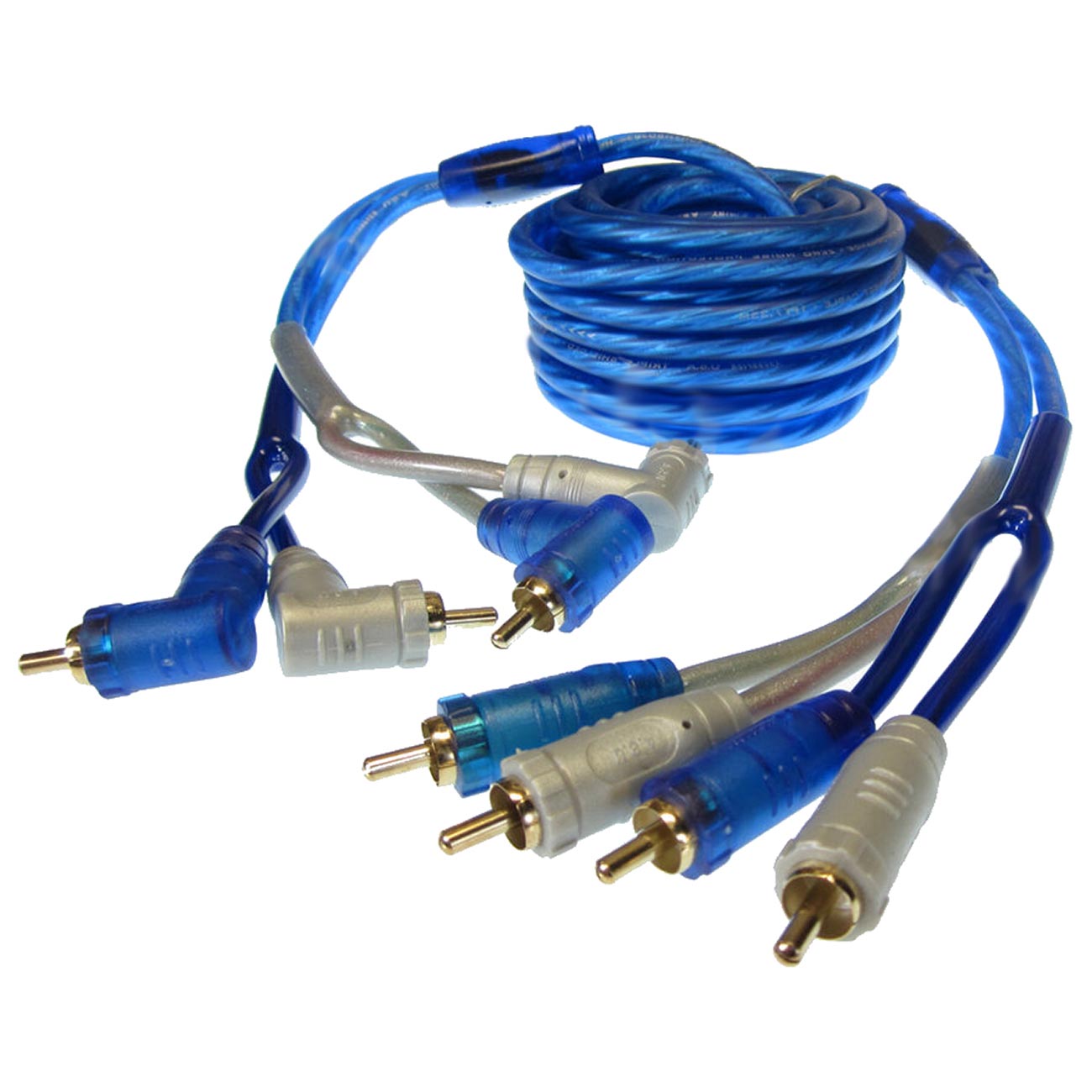 XScorpion 17Ft. 4-Channel Triple Shielded RCA Cable (Blue/Gray) - Image 2