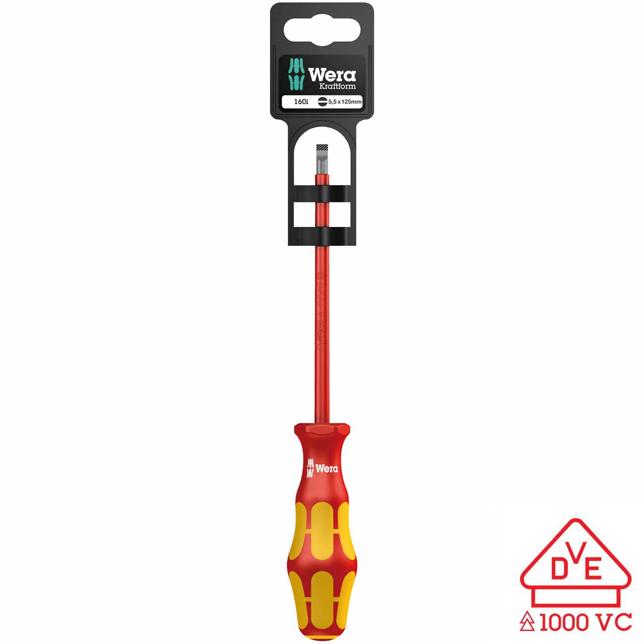 Wera Screwdriver: VDE Insulated Slotted 5.5 x 125mm with Lasertip (On Hang-Tag) - Image 3