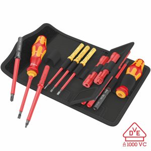 Wera VDE Insulated Reduced Shaft Diameter Blade-Holding Screwdriver Set (18 Piece)