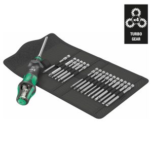 Wera Turbo Screwdriver with 1/4" SAE Bits (19-Piece)