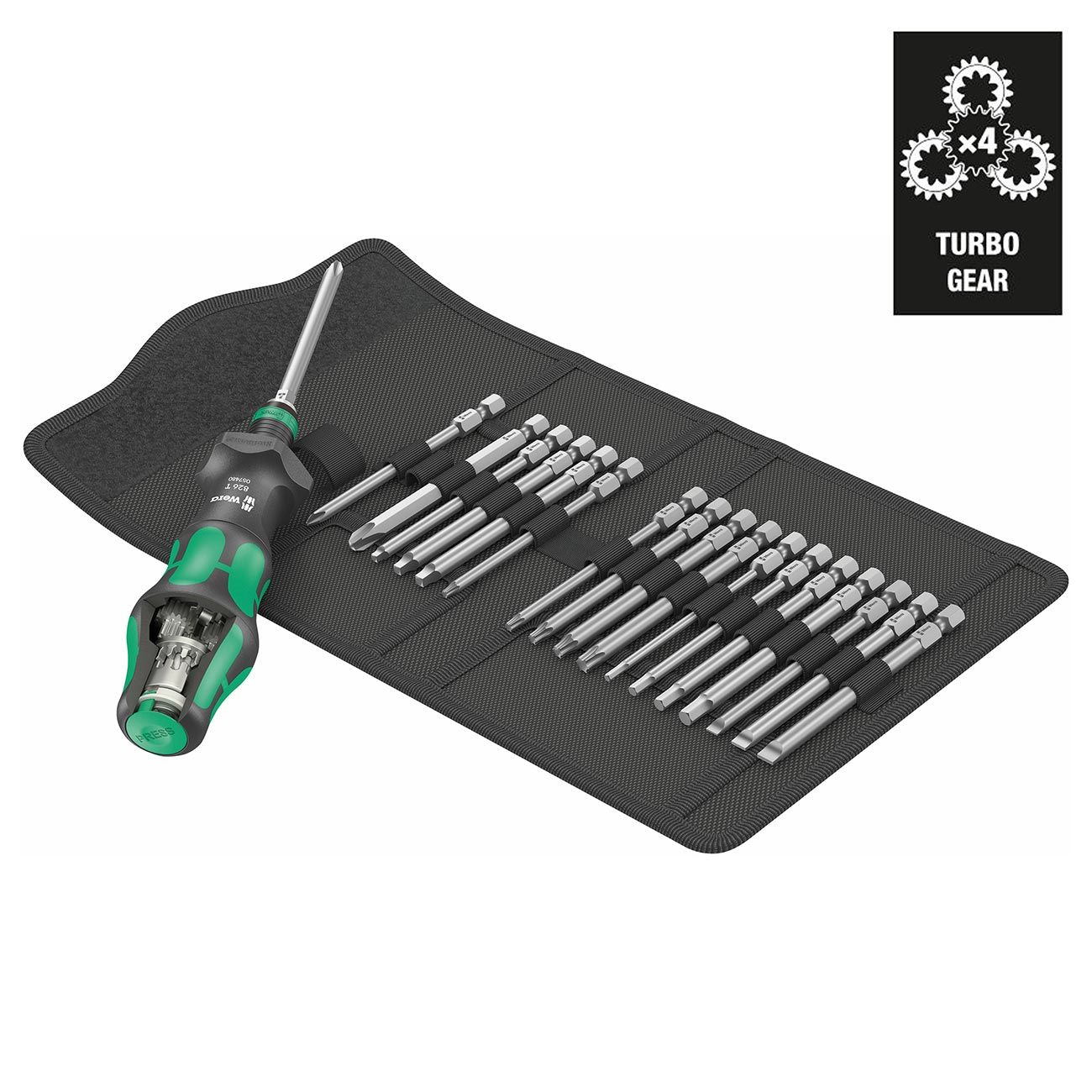 Wera Turbo Screwdriver with 1/4" SAE Bits (19-Piece)