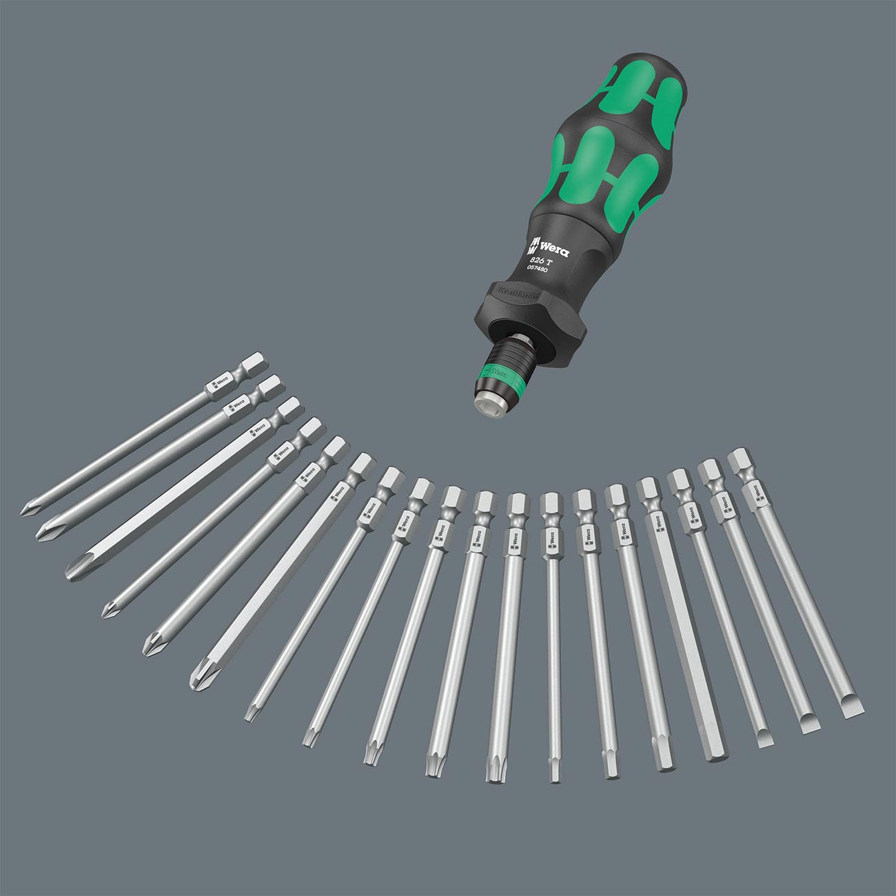 Wera Turbo Screwdriver with 1/4" SAE Bits (19-Piece) - Image 2