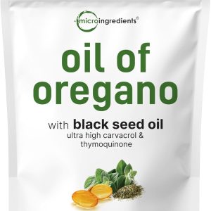Micro Ingredients Oil of Oregano Softgels, 300 Count | 2 in 1 Formulated with Black Seed Oil, 4X Strength Carvacrol & Thymoquinone | Plant Based, Non-GMO, & Immune Support