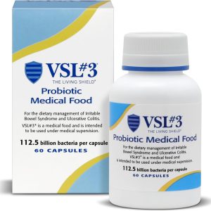 VSL #3® Probiotics for Digestive Health, IBS & UC Symptoms - 112.5B CFUs, High-Potency, Multi-Strain, Live, Refrigerated Probiotic, Medical Food for Gut Health Support in Men & Women, 60 Capsules