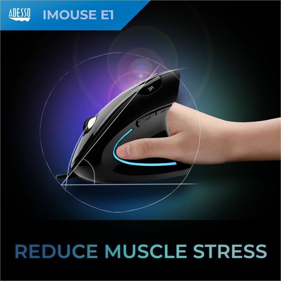 Adesso iMouse E1 Vertical Ergonomic Illuminated Mouse - Image 2