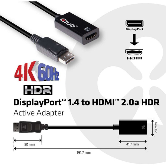 Club 3D DisplayPort 1.4 to HDMI 2.0a HDR - Image 7