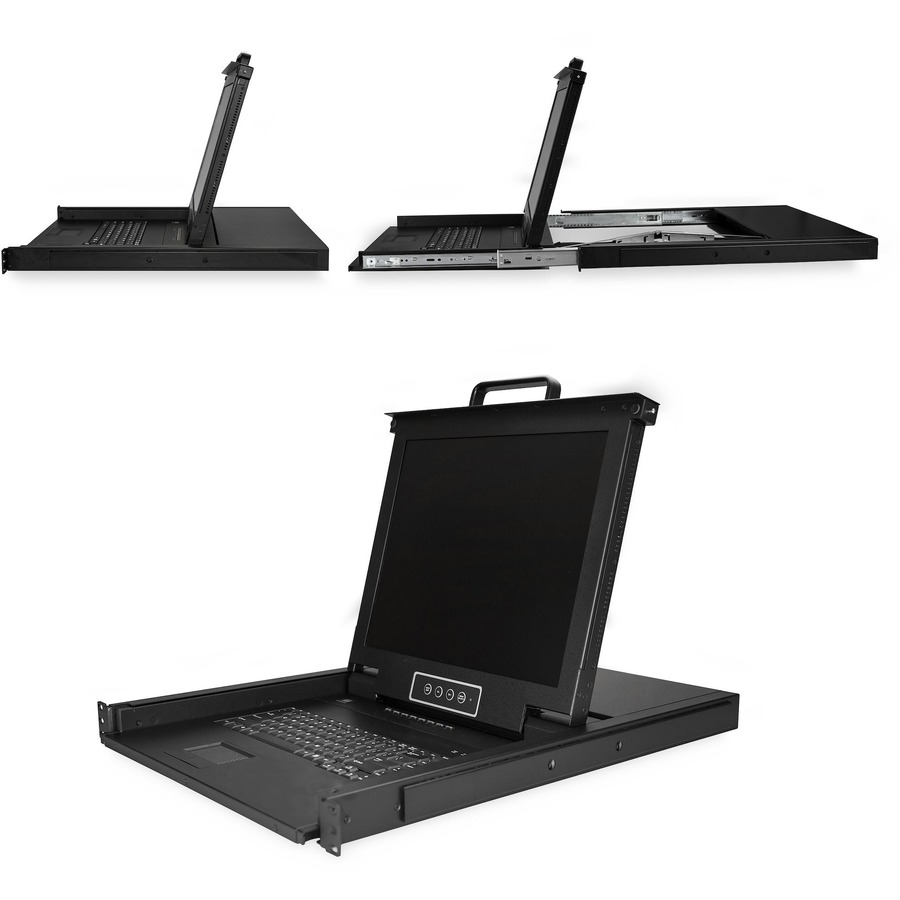 StarTech.com 8 Port Rackmount KVM Console w/ Cables - Integrated KVM Switch w/ 17" LCD - 1U LCD KVM Drawer 50000 MTBF - USB + VGA Support - Image 2
