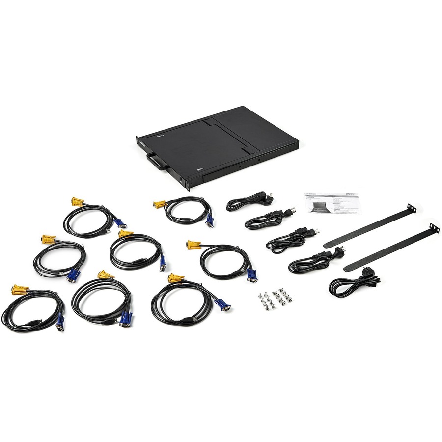 StarTech.com 8 Port Rackmount KVM Console w/ Cables - Integrated KVM Switch w/ 17" LCD - 1U LCD KVM Drawer 50000 MTBF - USB + VGA Support - Image 7