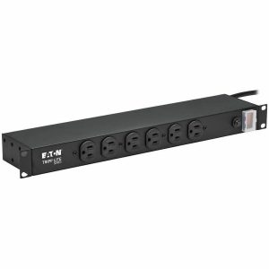 Eaton Tripp Lite Series 1U Rack-Mount Power Strip, 120V, 15A, 5-15P, 12 Outlets (6 Front-Facing, 6-Rear-Facing), 15 ft. (4.57 m) Cord