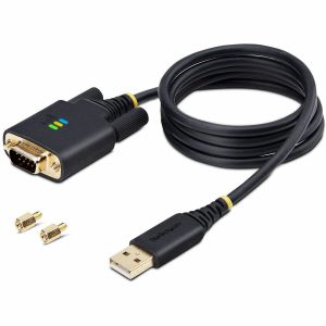 StarTech.com 3ft (1m) USB to Serial Adapter Cable, COM Retention, FTDI IC, DB9 RS232, Interchangeable DB9 Screws/Nuts, Windows/macOS/Linux