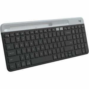 Logitech K585 Multi-Device Slim Wireless Keyboard, Built-in Cradle for device, Bluetooth/Receiver, Easy Switch, Graphite