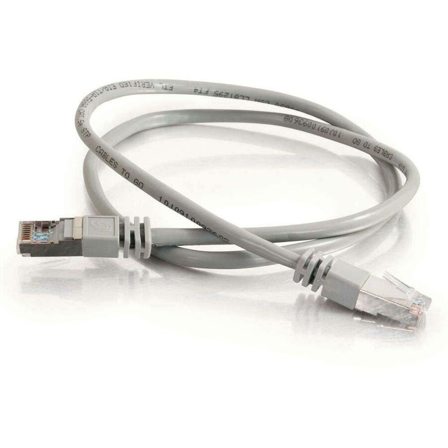 C2G-50ft Cat5e Molded Shielded (STP) Network Patch Cable - Gray - Image 2