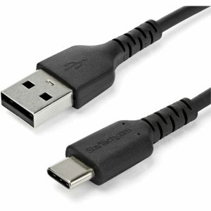 StarTech.com 2m USB A to USB C Charging Cable - Durable Fast Charge & Sync USB 2.0 to USB Type C Data Cord - Aramid Fiber M/M 3A Black