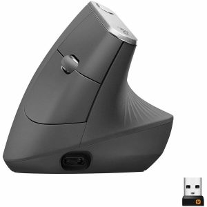 Logitech MX Vertical Wireless Mouse - Ergonomic Design Reduces Muscle Strain, Rechargeable, Graphite