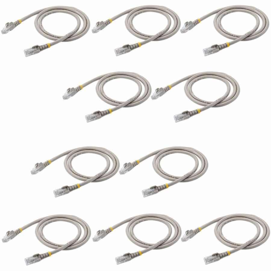 StarTech.com 3 ft. CAT6 Ethernet Cable - 10 Pack - ETL Verified - Gray CAT6 Patch Cord - Snagless RJ45 Connectors - 24 AWG - UTP - Image 2