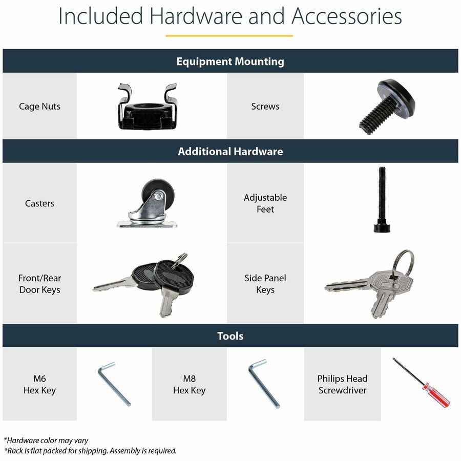 StarTech.com 4-Post 32U Server Rack Cabinet, 19" Data Rack Cabinet for Computer / IT Equipment, Home Network Rack, Half Height Server Rack - Image 8