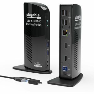 Plugable USB 3.0 Universal Laptop Docking Station Dual Monitor for Windows and Mac