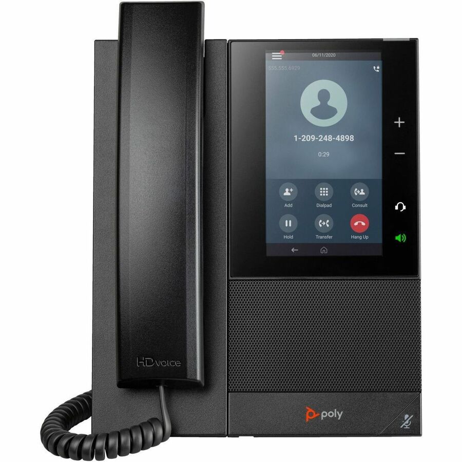 Poly CCX 505 IP Phone - Corded - Corded/Cordless - Bluetooth, Wi-Fi - Desktop, Wall Mountable - Black - Image 3