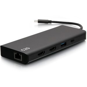 C2G USB-C 9-in-1 Dual Display Docking Station - 60W Power Supply, HDMI, Ethernet, USB, 3.5mm Audio and Power Delivery - 4K 30Hz