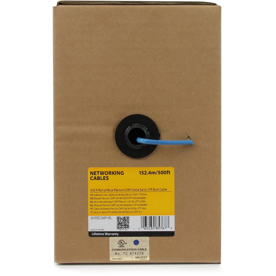 StarTech.com Bulk Cat 5e Ethernet Cable - 1000 ft. - Solid - Plenum CMP - Blue - TAA Compliant - Image 2