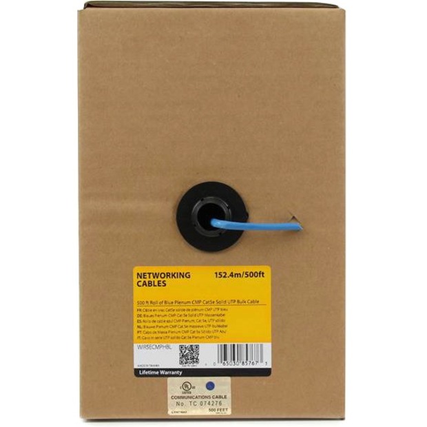 StarTech.com Bulk Cat 5e Ethernet Cable - 1000 ft. - Solid - Plenum CMP - Blue - TAA Compliant - Image 3
