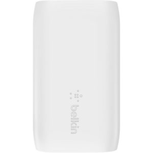Belkin 37W Portable Dual Port USB-C Wall Charger - 1xUSB-A (12W), 1xUSB-C (30W) - Fast Charging - Power Adapter - White